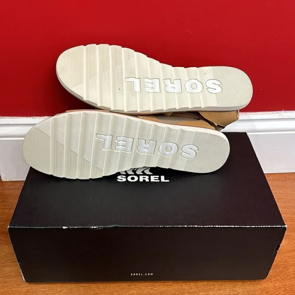 NWT Sorel Ella II Sandals Honest‎ Beige NL4041-246 Elastic Strap Flat Women's 11